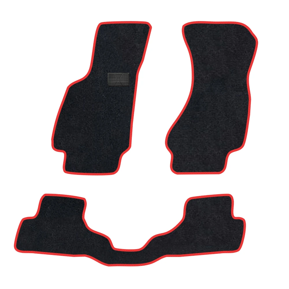 

Car Floor Mat For Audi S5 2018–2023 B9 Polyester suede Anti Slip black Backing red Binding Trim Edge