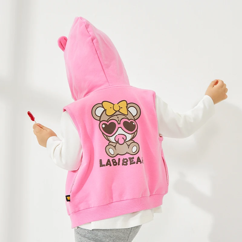 

Girls Embroidery Hooded Waistcoat Cute Vest Coat Toddler Spring Fall Cute Cool Prints Vests Kids Sleeveless Outerwear Baby