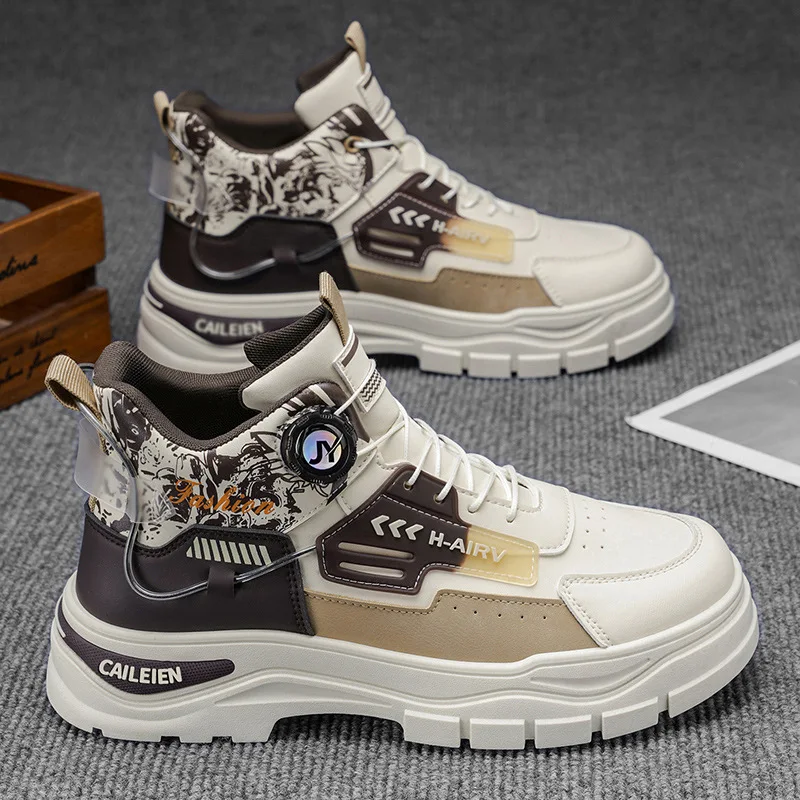 

Мужские спортивные кроссовки из искусственной кожи, устойчивые к царапинам, модные мужские рабочие ботинки с принтом, для походов, бега и работы.