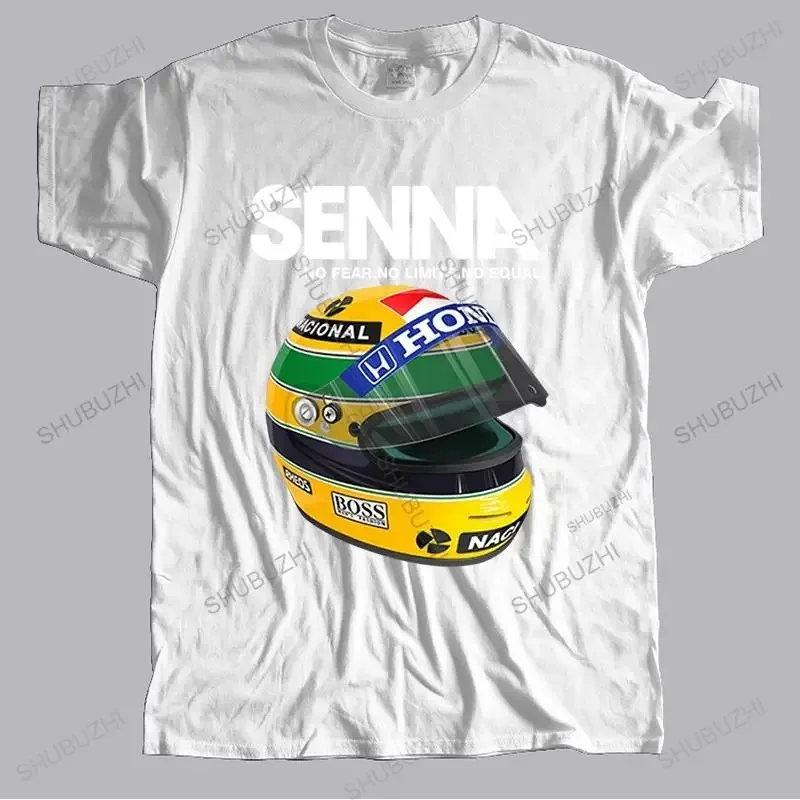 Man Summer Cotton T-shirt Ayrton Senna Helmet Tee Tops Clothing 1 Race Car Man Crew Neck Short Sleeve T Shirt Popular Big Size