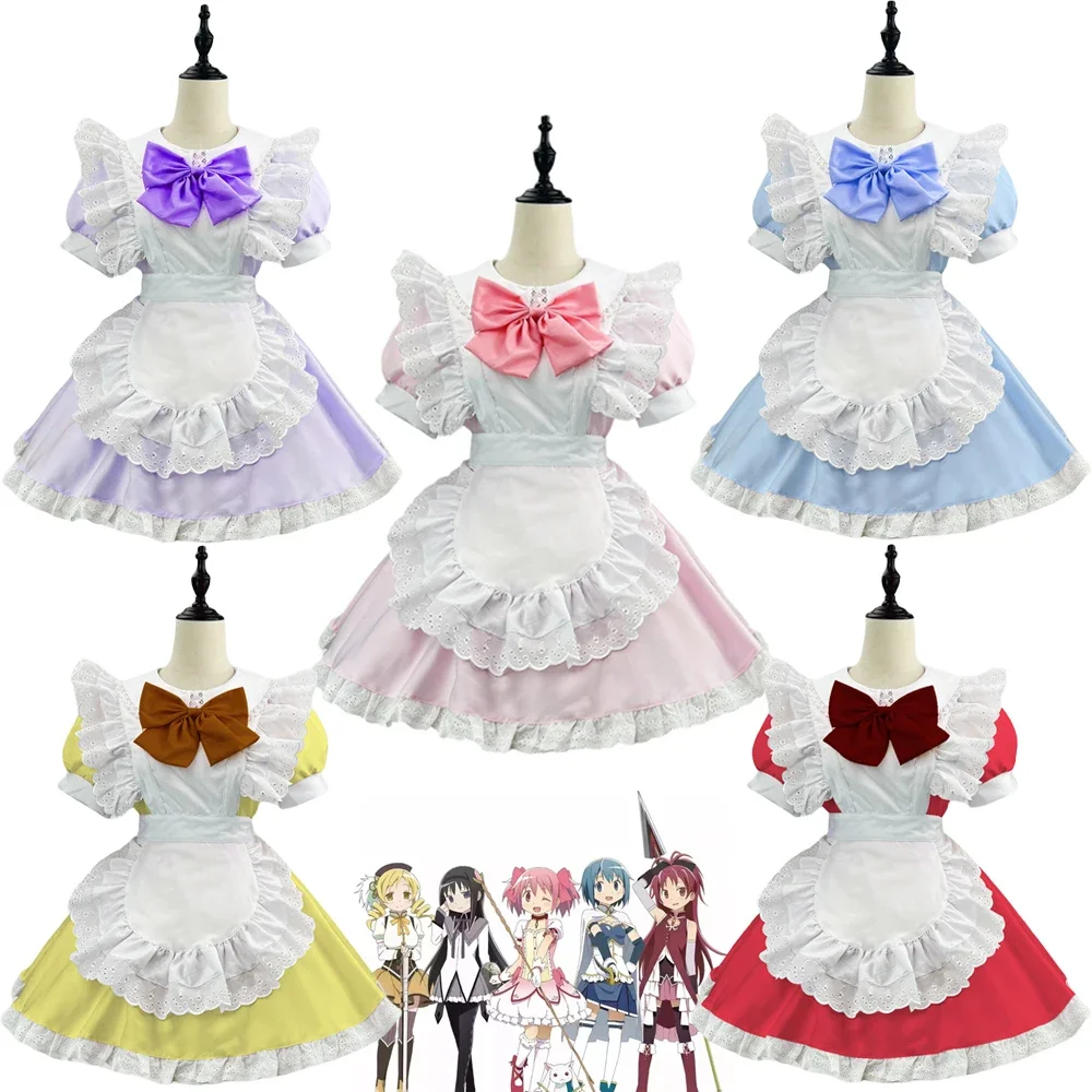 

Anime Puella Magi Madoka Magica Akemi Homura Kaname Madoka Cosplay Costume Women Dress Maid Uniform Halloween Carnival Clothes
