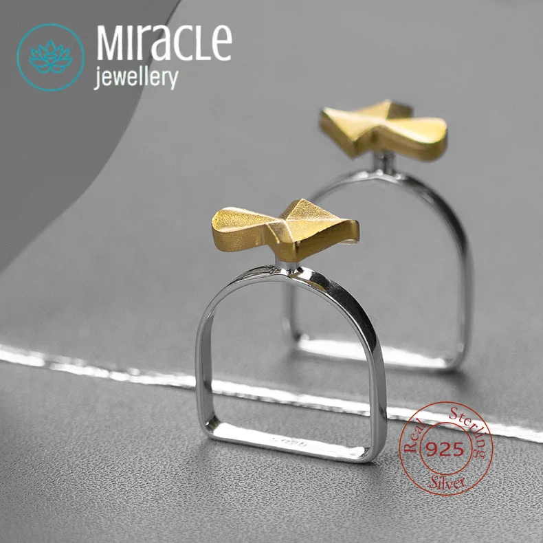 Miracle Sterling Silver 925  Mirror Vision Pure Silver Strange Arrow Unique Design Fun Ring For Birthday Gift