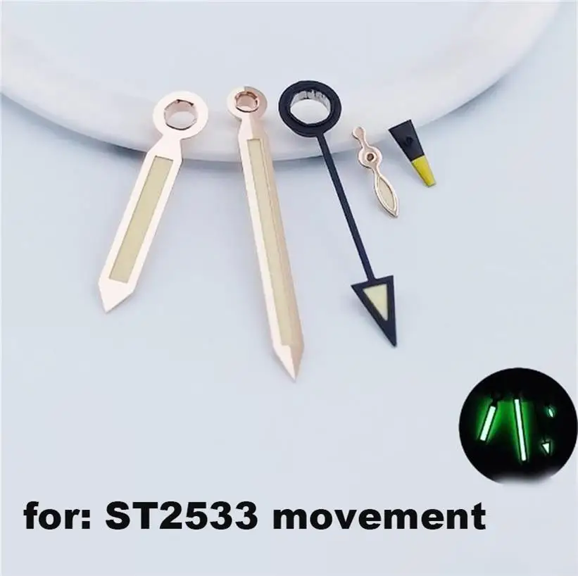Watch Movement Accessories Watch Pointer Suitable For ST2533 Mechanical Movement Black 5-Pin Luminous Watch Hands