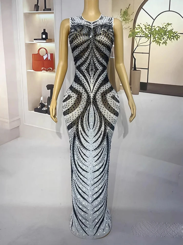 Robe gilet bloquée de couleur élastique avec strass de haute qualité, vêtements personnalisés pour femmes, nouvelle mode 2025