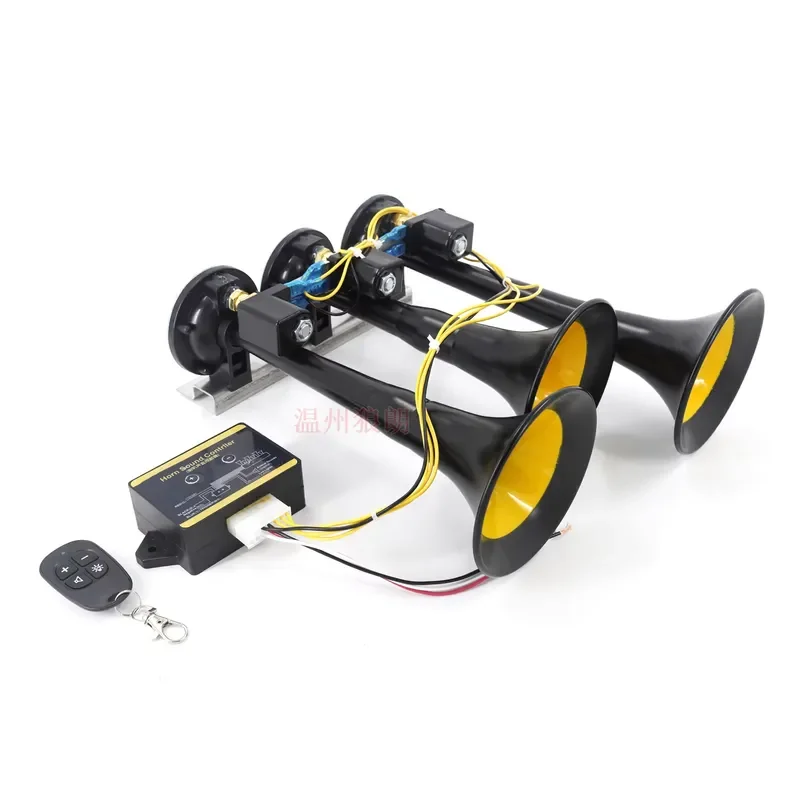 18 Sound 24V 3 Trumpet Air Horn Kit Metal Electric Horn for Truck Lorry Car Modification with Remote