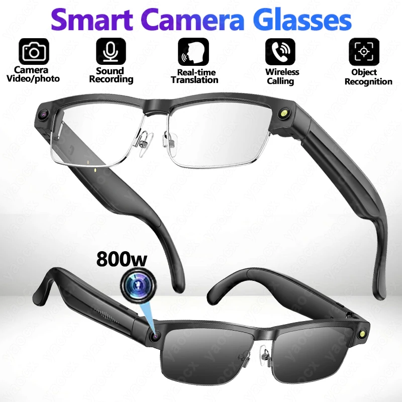 

NEW 800W Camera Al Smart Glasses HD Video Recording Music Translation Object Recognition BT Call Voice Assistant Smart Glasses