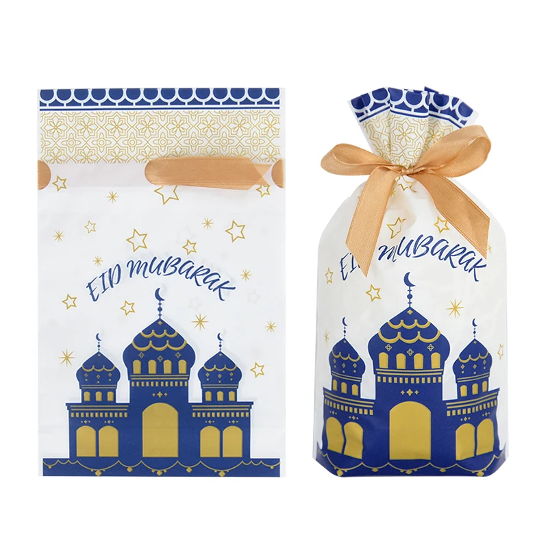 

10-50Pcs Eid Mubarak Candy Bags Drawstring Cookie Gift Packaging Bag Islamic Muslim Party Supplies 2024 Ramadan Kareem Decor