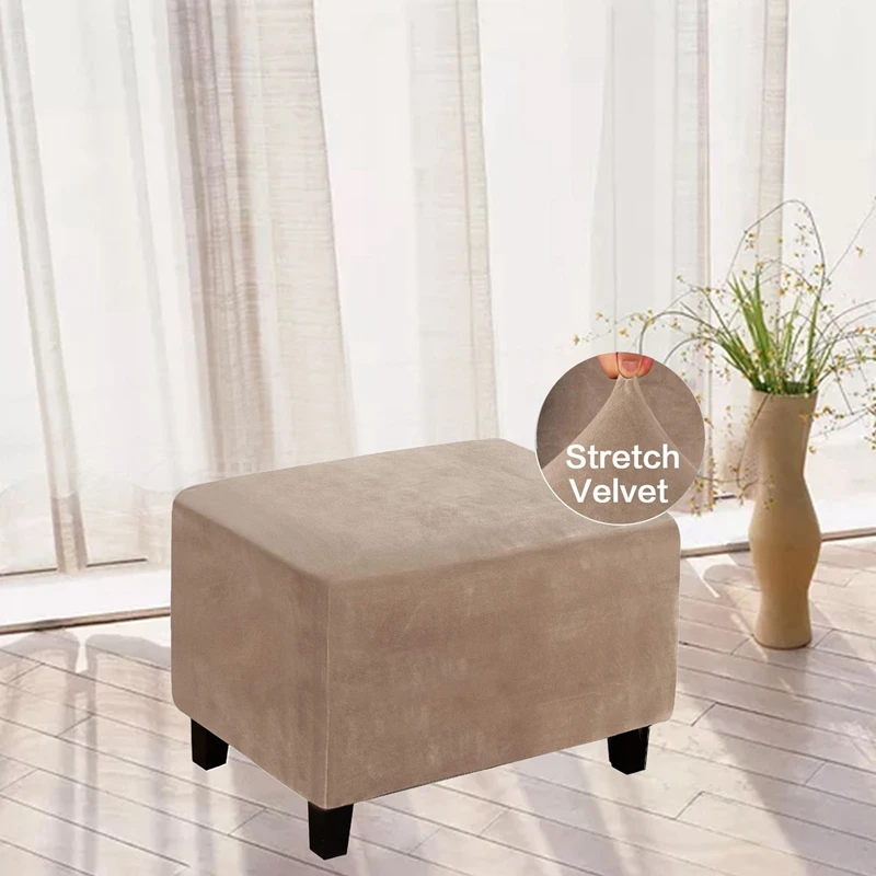 

Velvet Rectangle Stool Cover Elastic Square Footstool Sofa Slipcover Footrest Chair Covers Furniture Covers