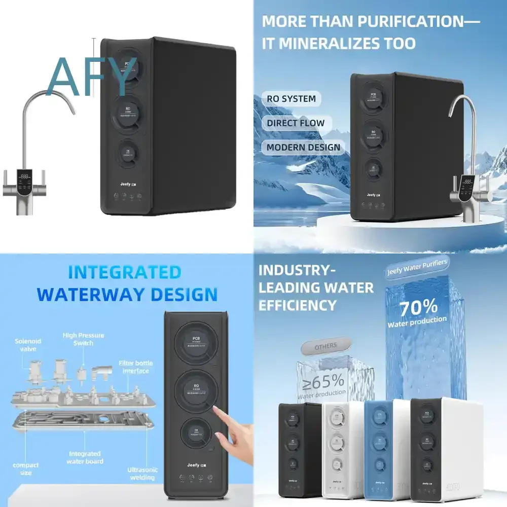 800GPD 1000GPD Direct Flow Water Filter System Under Sink Water Purifier with Alkaline Mineralization for Home Kitchen RO