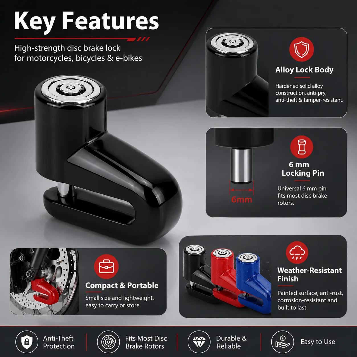 PINMOAP 1 buah Kunci Rem Cakra - Disc Lock Brake ulasan dan harga