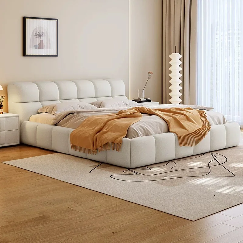 Modern Luxury  Bedroom Furniture Soft Up-holstered Beds extra Large  Adult Double Bed Frame Leather Set Storage Master Design