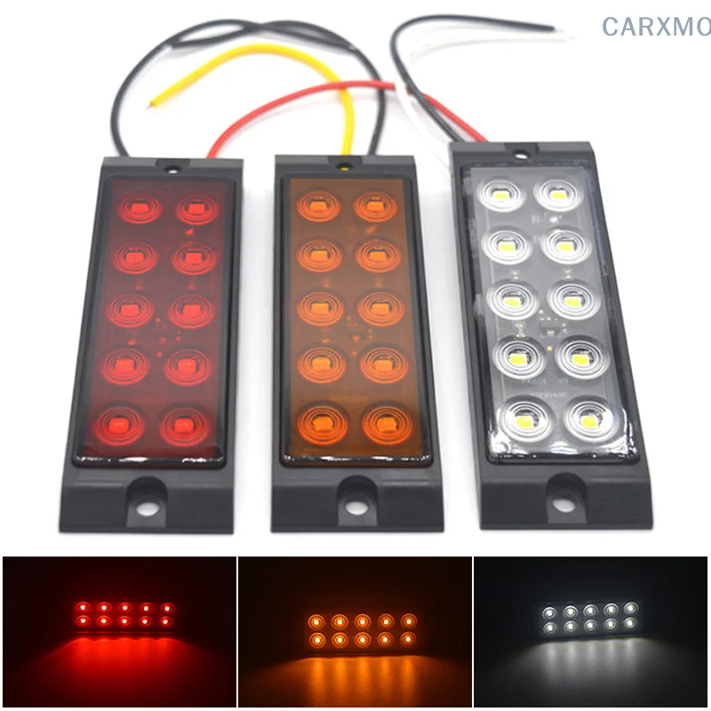 1pcs 12-24V 10 LEDS Trailer Lights Waterproof Double Sides Marker Trailer Lights Car Truck Rear Tail Lamps Warning Signal Lights