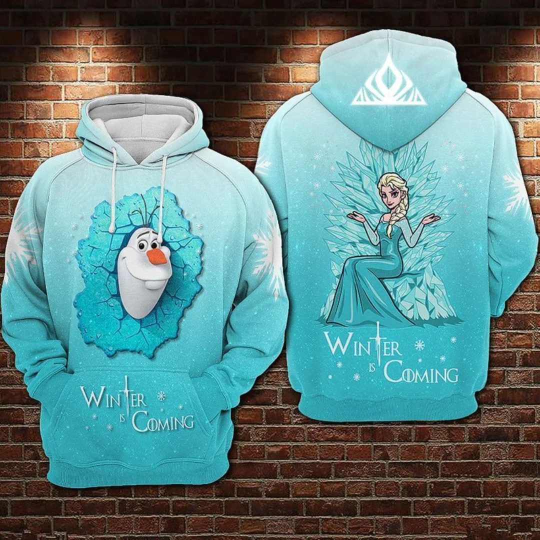 Disney Frozen Olaf felpa con cappuccio stampata in 3D felpa Casual da donna da uomo felpa con cappuccio con cerniera Disney Harajuku Streetwear