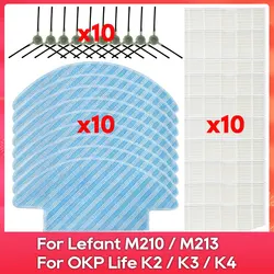 Ajuste para Lefant M210 / M210S / M210B / M210P / M213 / OKP Life K2 / K3 / K4 Robot aspiradoras repuestos cepillo lateral filtro fregona