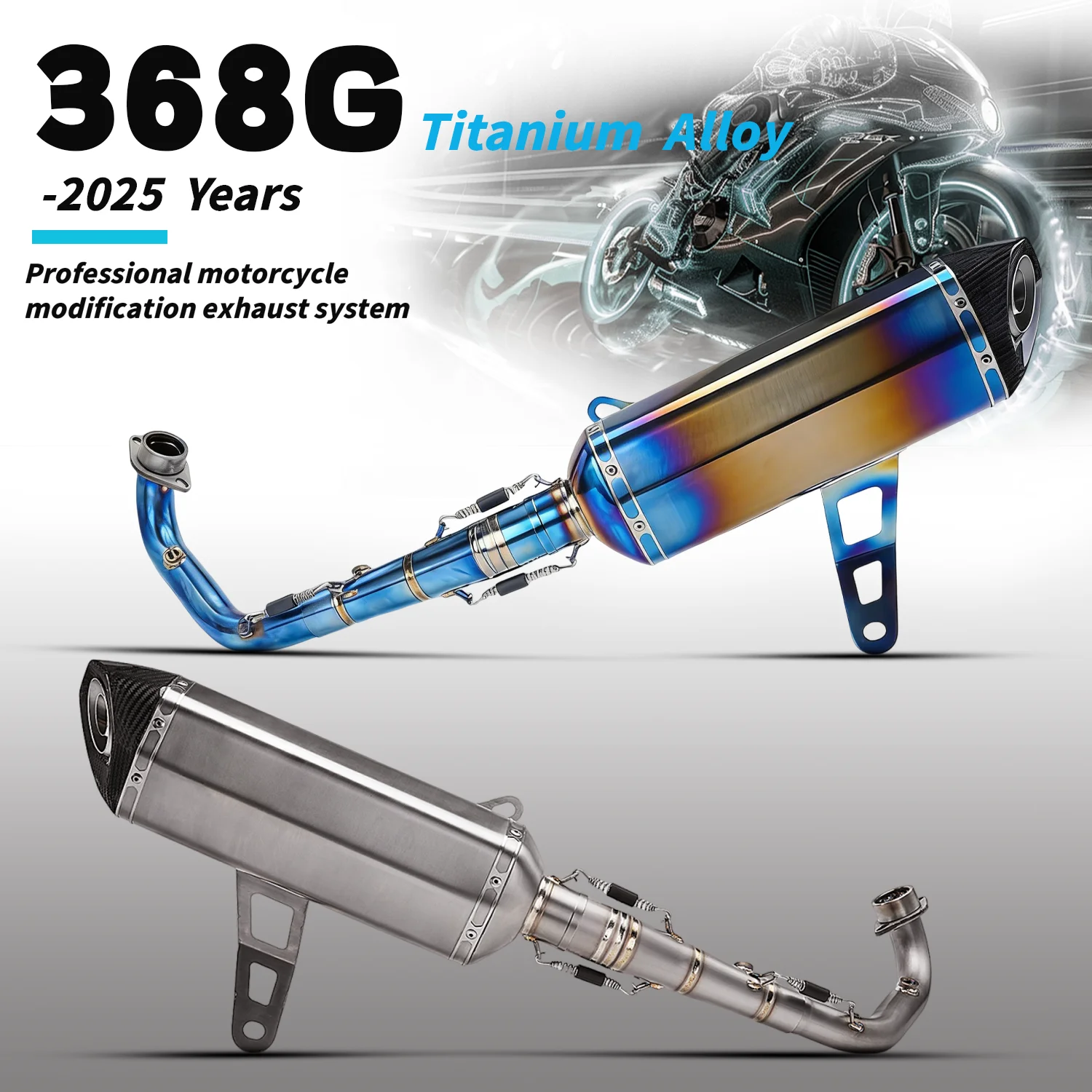 

For Zont 368G 2025years Motorcycle Full System titanium alloy Front Exhaust Carbon tip Muffler DB killer