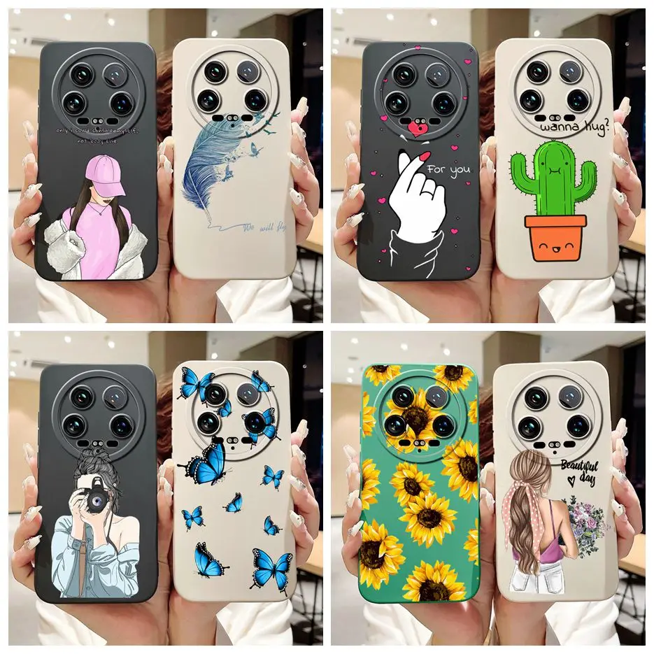 For Xiaomi 14 Ultra Case Mi 13 Ultra Pretty Girls Sunflower Cover Soft Silicone Case For Xiaomi Mi 14 Ultra 13Ultra 14Ultra Bags