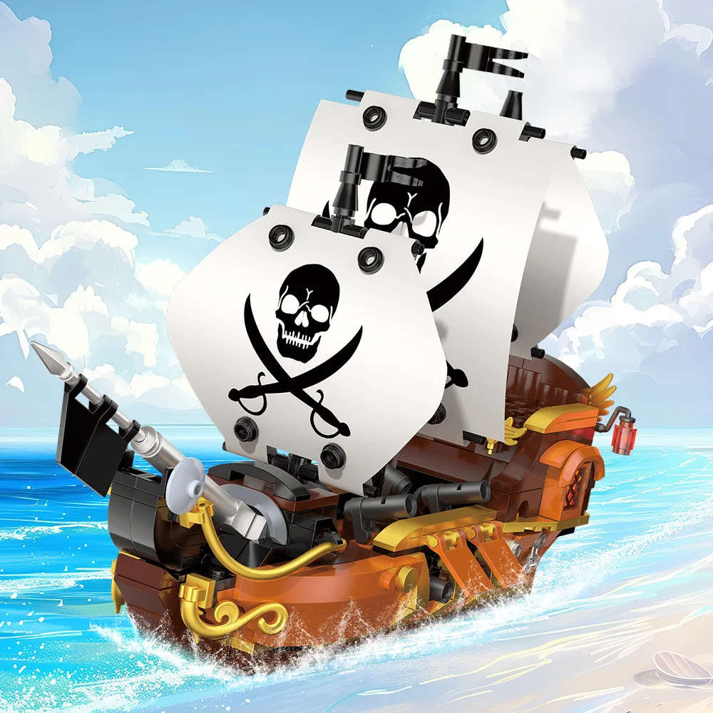 

725 шт. пиратский строительный набор, совместимый с наборами Lego, включая пиратский корабль и игрушечные строительные блоки для островного дома