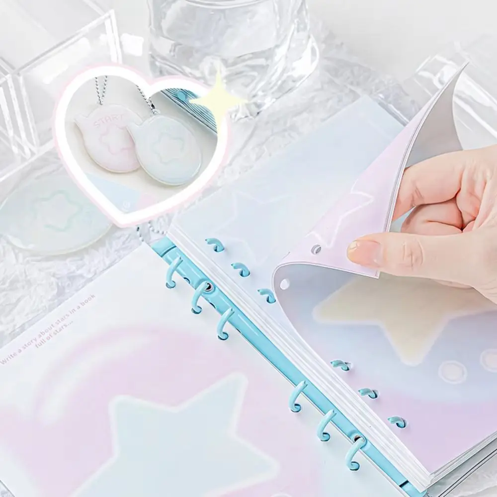 Cute Cartoon Loose-Leaf Notebook Handmade Snap Button Notepad Star Diary Book Hand Account PVC Practical Full Color Notebook