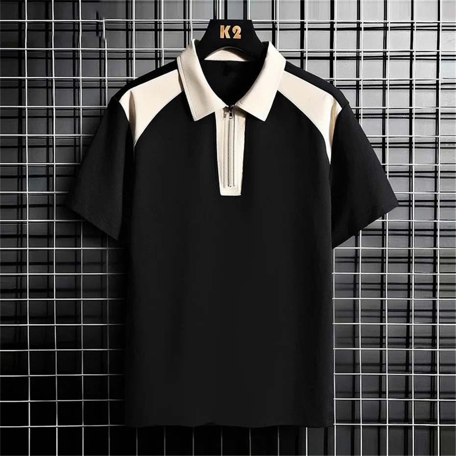 

Summer Short Sleeve Polo Shirts Plus Size 8XL Fashion Casual Color Block Polo Shirt Big Size 8XL Patchwork Polo Shirt Men