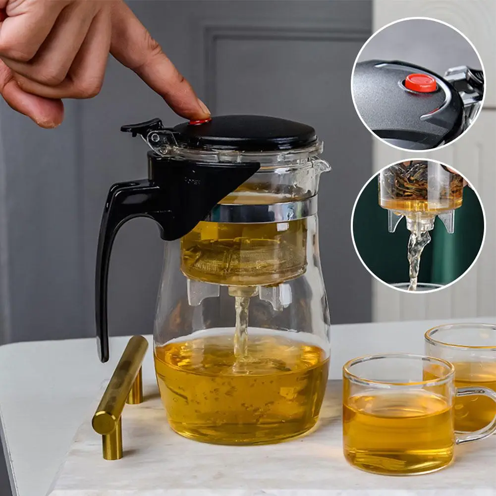 High-end Glass Tea Pot Heat-resistant Teapot Cups Set Drum Shaped Household Office Drinking Tea Accessory With Tea Strainer