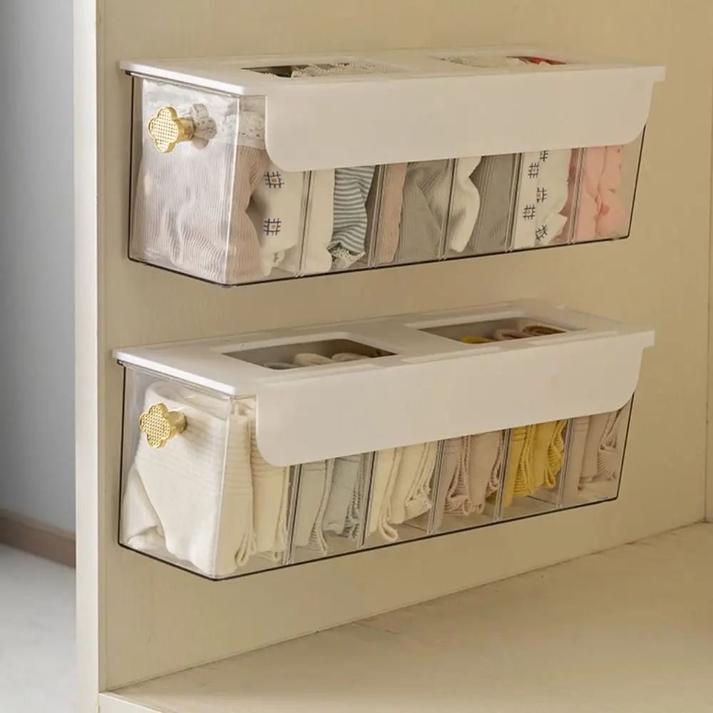 

Transparent Sock Storage Box No Punching Stackable Underwear Storage Box plastic Multi-Compartment Drawer Style Box