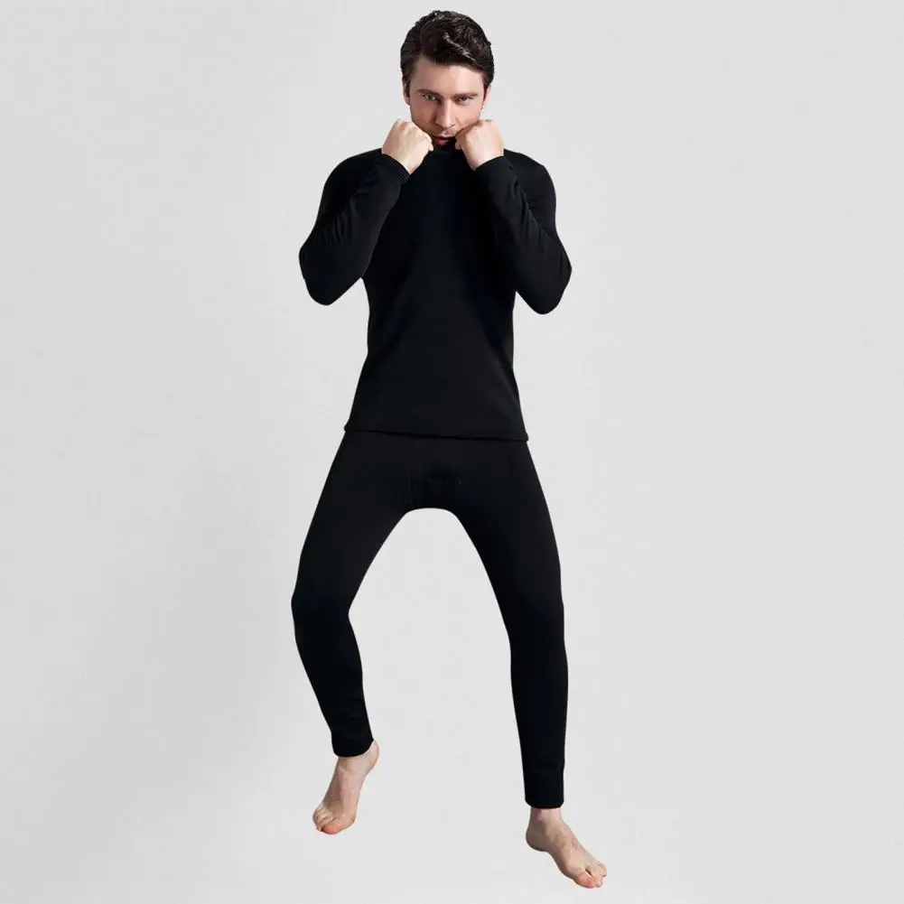 Fit Thermal Underwear Winter Warm Underwear Set Thick Fleece Lined Soft Elastic Long Sleeve U Slim Fit Homewear Thermal Top