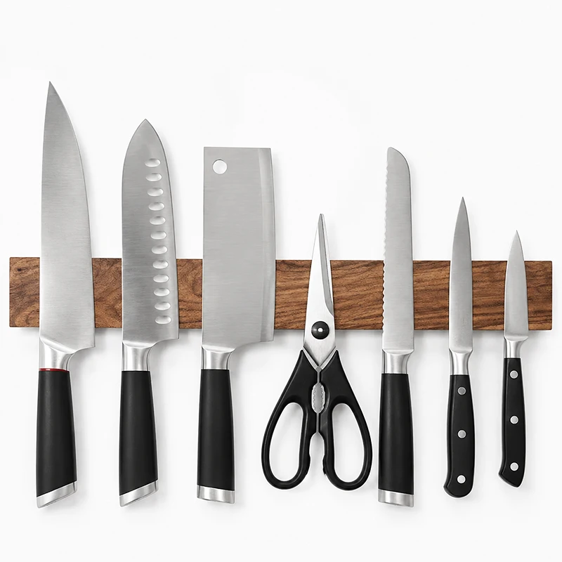 30 40 CM Ash Wood Magnetic Knife Holder Wall-mount Chef Kitchen Japanese Santoku Slicing Cleaver Magnet Knife Strip Accessories