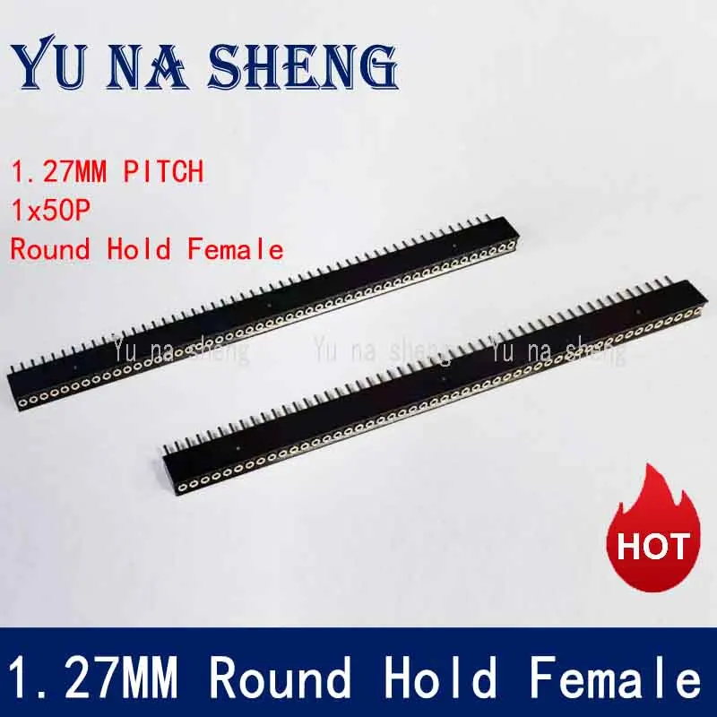 1.27mm Pitch 1.27 Single Double Row Male Female Round Pin Header 1*50P Breakaway PCB Board colour Connector Strip Pinheader 2x50