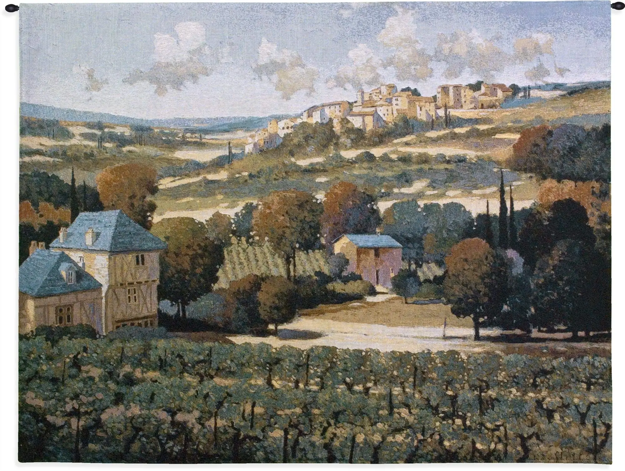 Vineyards of Provence by Max Hayslette | Woven Tapestry Wall Art Hanging | French Landscape Hillside Village Wine