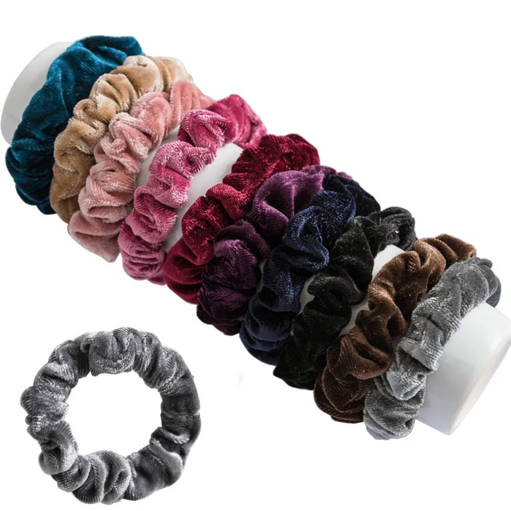 Velvet Scrunchies Hair Ties 10 Pcs Elastic Flannelette Hair Bands Scrunchy Hair Ropes for Women Girls Hair Accessories