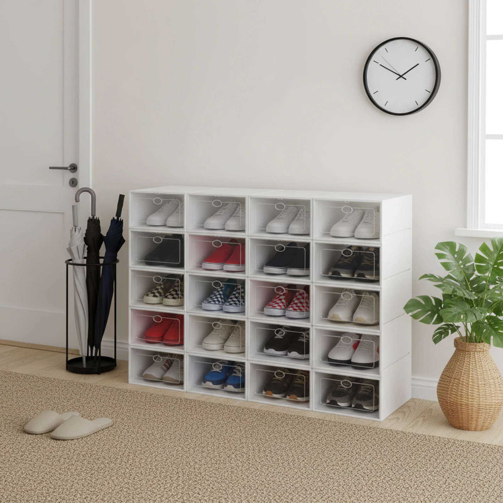 

Большая пластиковая коробка для хранения обуви 20, прозрачная коробка для обуви, набор коробок для хранения обуви, штабелируемая, 32,6*24*14 см (белая)