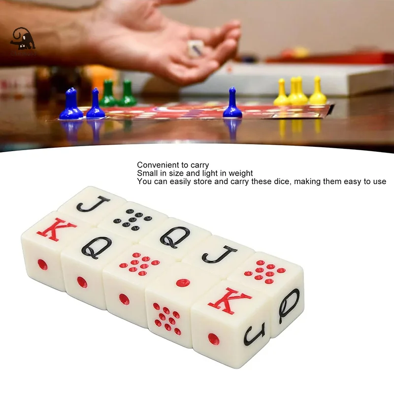 10Pcs/set 16mm Square Corner Acrylic Poker Dice JQK Dice Table Game Dice Spanish Dice For Fun Family Pub Game Dice Toy