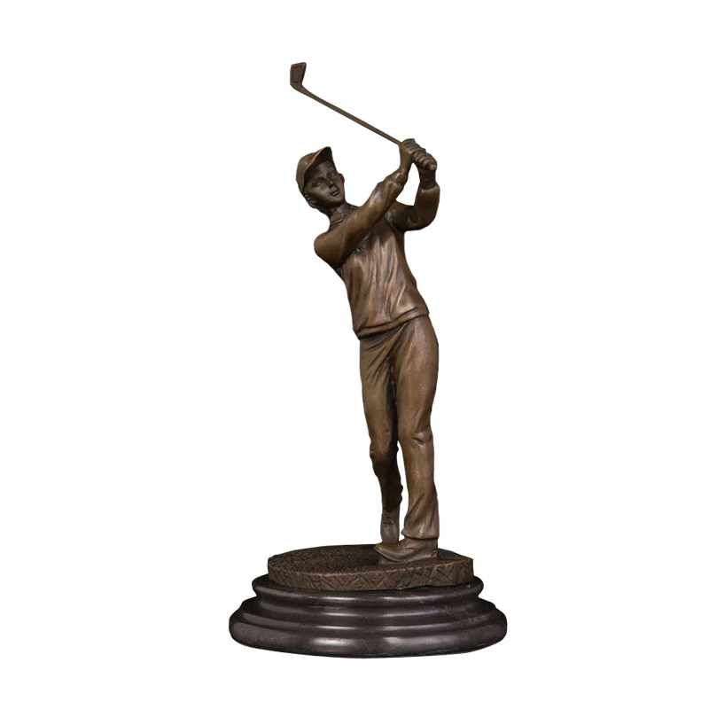 WJQ-038 Golf Woman Statue Figurine Bronze Golfer Copper Figurine Western Vintage Man Art office decoration modern