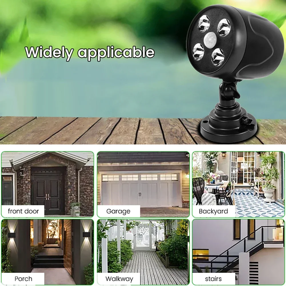Led Spotlights Wall Lamp Outdoor Motion Lighting 600lm 180° Rotatable Base 360° Rotatable Head Battery Powered For Yard Garage