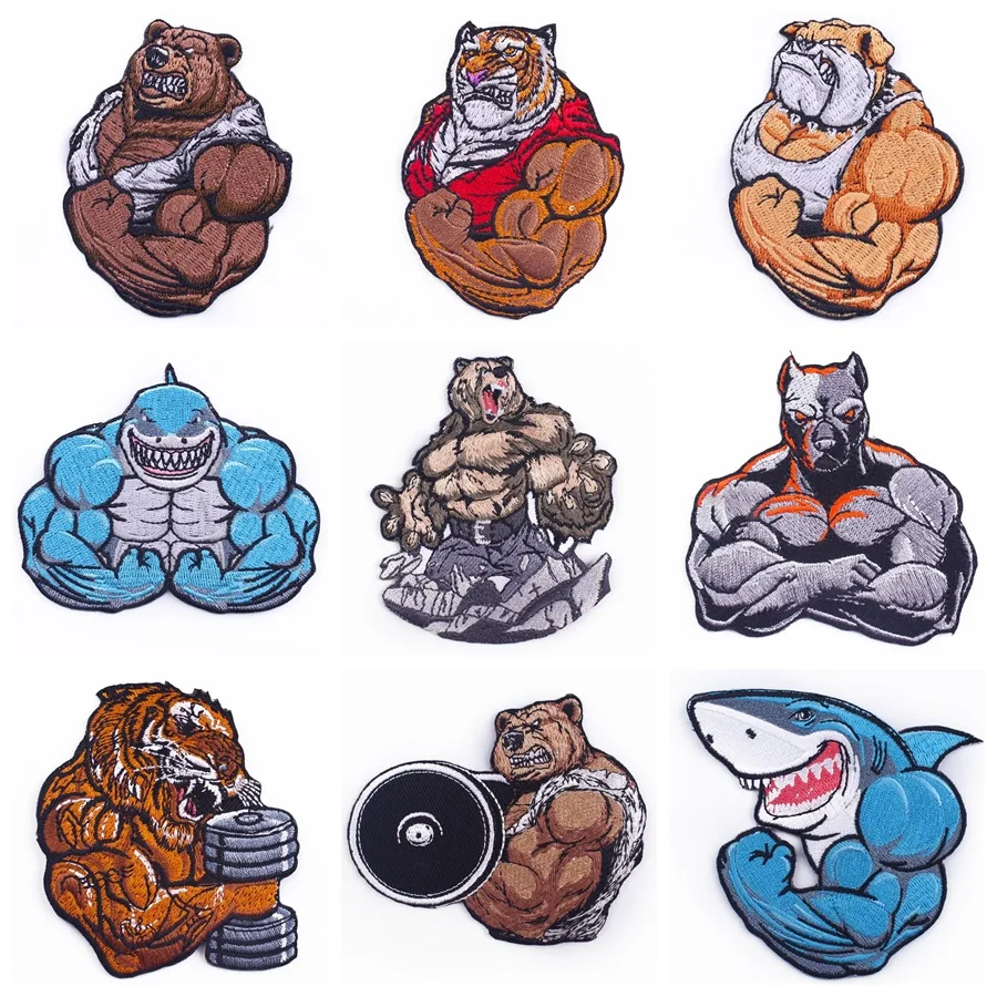 

9pcs/lot exquisite street punk animal muscle 3D embroidery cloth patch armband badge DIY accessories clothing bag decoration