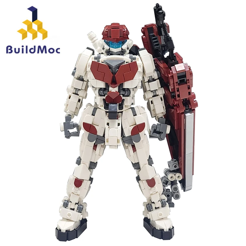 Buildmoc Mech Red Robot Meche for Figures 8-12 Boys MOC Set Building Blocks Kits Toys for Children Kids Gifts Toy 1075PCS Bricks