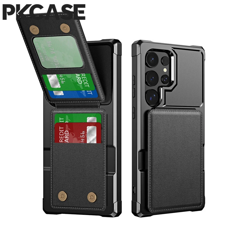 PKCASE فتحة للبطاقات العمودية محفظة الهاتف حقيبة لهاتف سامسونج S25 Edge S24 S23 FE Plus S22 Ultra A56 A36 A26 A16 A55 A35 A25 A15 غطاء