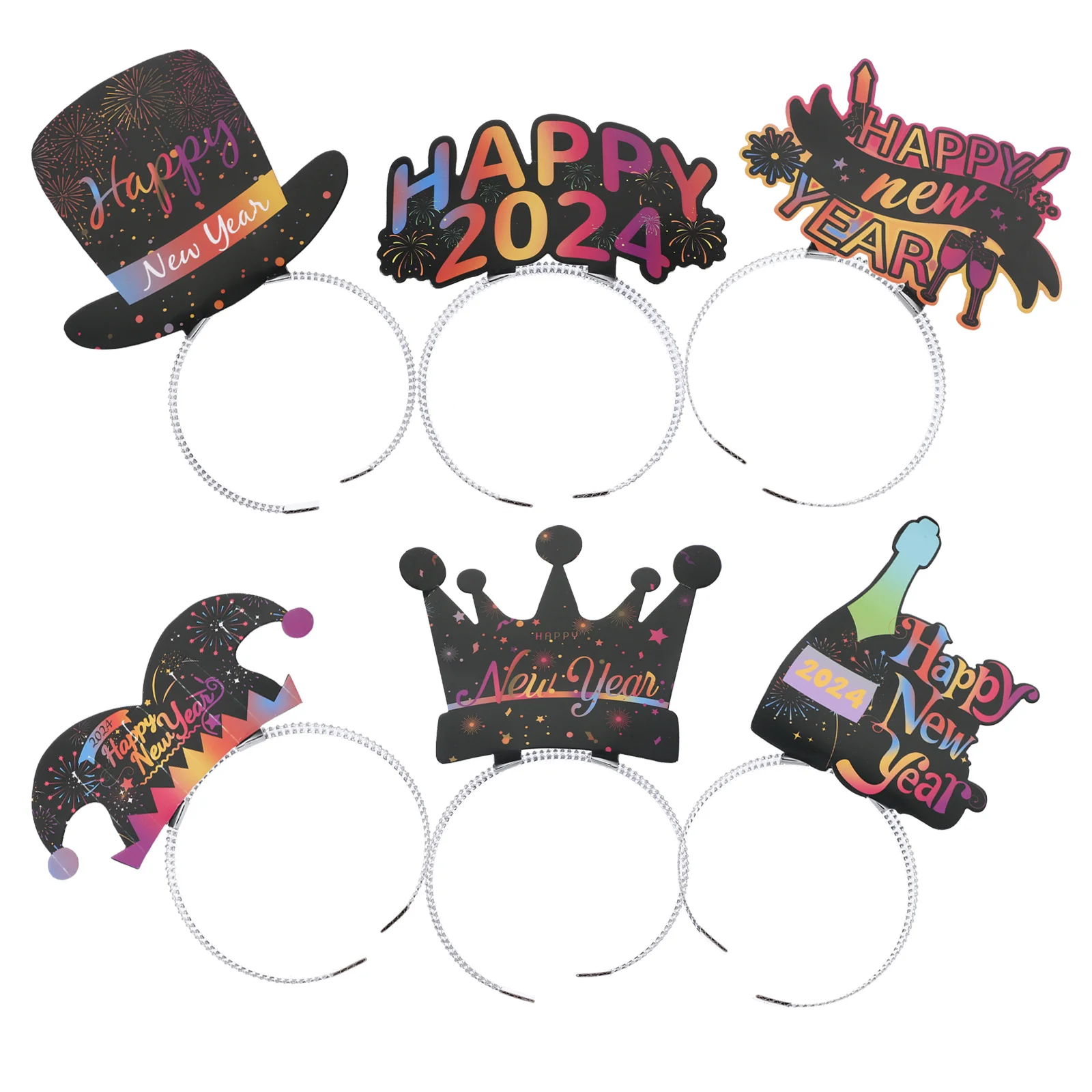Aros para el pelo de Año Nuevo, tocado de fiesta para festivales, decoración de Festival de Primavera, ajuste cómodo, ideal para accesorios de fotomatón, 6 uds.
