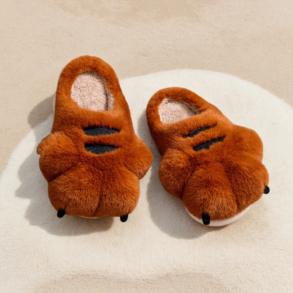 Tiger Paw Plüsch-Hausschuhe, warme Slip-on-Hausschuhe, rutschfeste, flauschige Hausschuhe, pelzige Pfote, Paar-Hausschuhe für Herbst und Winter