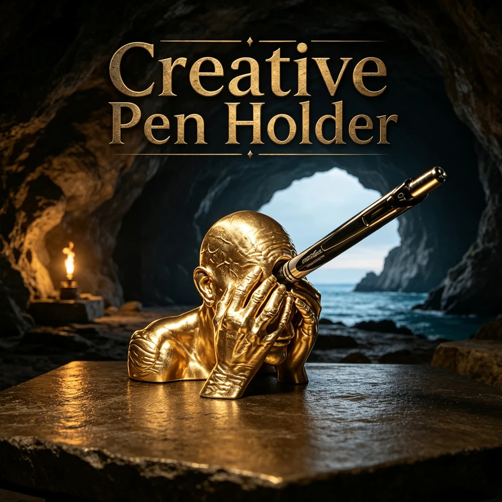 3D Printed Cyclops Bust Pen Holder Ancient Greek Mythology Desk Pencil Rack Retro Gothic Cave Sculpture Office Storage Ornament
