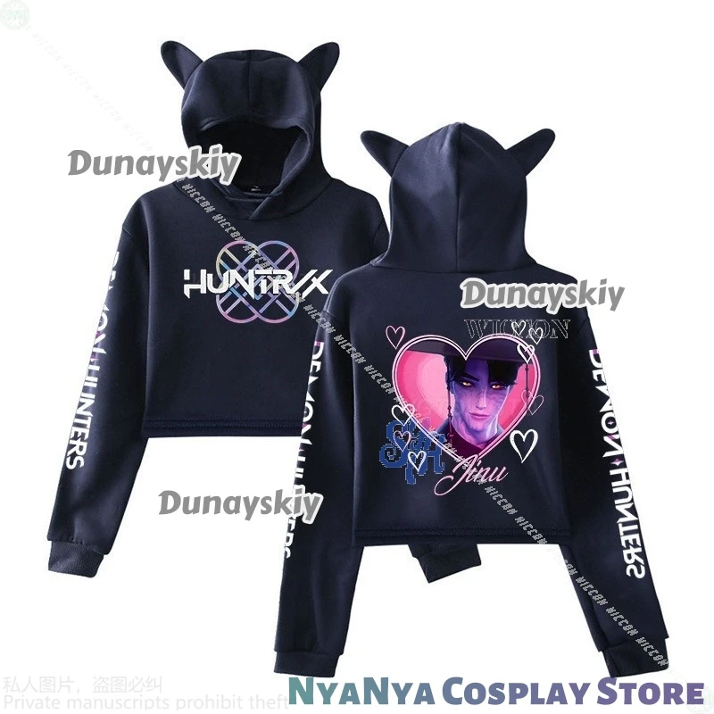 Костюм Саджабои, аниме KPop Demon, косплей Huntrix Fanart, укороченная толстовка с кошачьими ушками, повседневная толстовка Jirai Kei для девочек на Хэллоуин