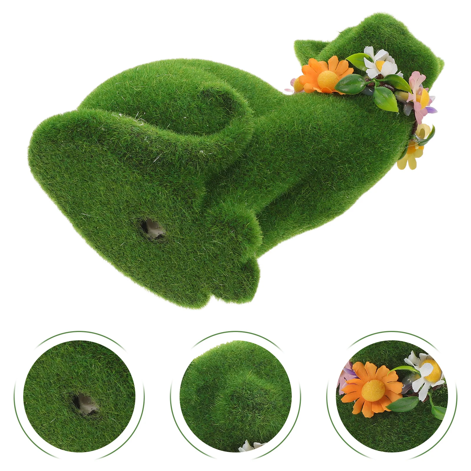 

Flocked Cat Cute Moss Covered Animal Sculpture For Garden Decor Indoor Outdoor Green Flocked Kitten Statue Small Animal Ornament