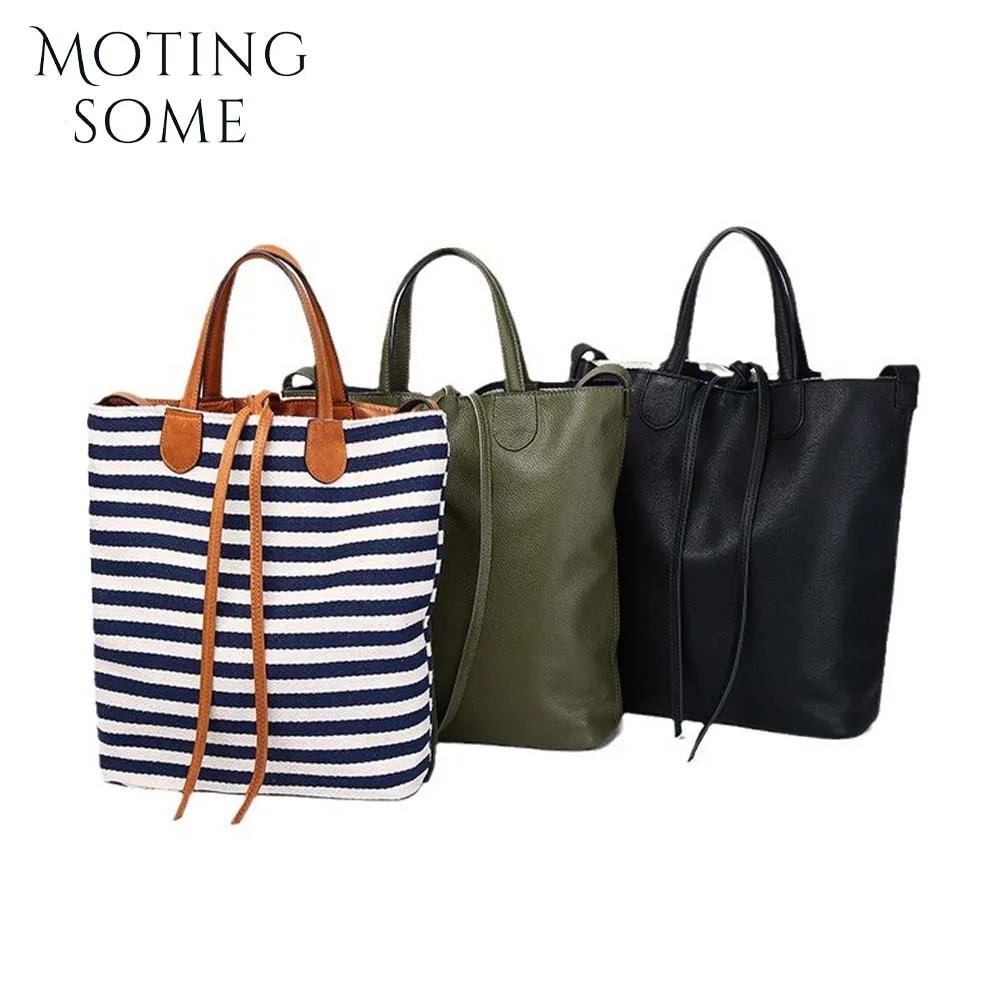 Motingsome Luxury Genuine Leather Saddle Bucket Bag Double-sided Use High Quality Shoulder Casual Tote Retro Handbag and Purses