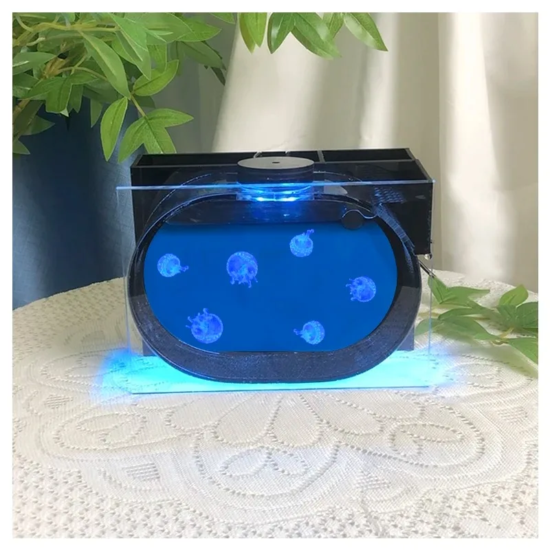 

Jellyfish Tank Betta Fish Tank Mini Desktop Acrylic Aquarium Small Aquarium USB Power Supply with Filter and LED Lighting