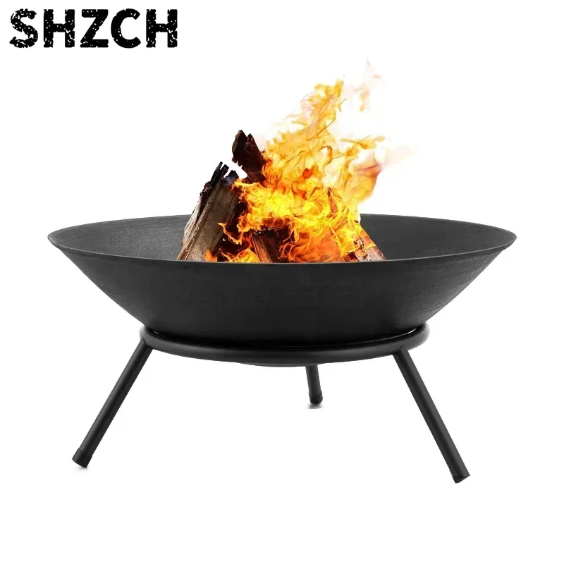 Large Cast Iron Firepit for Garden Modern Fire Pit Outdoor Fireplace Patio Terrace Camping 60cm