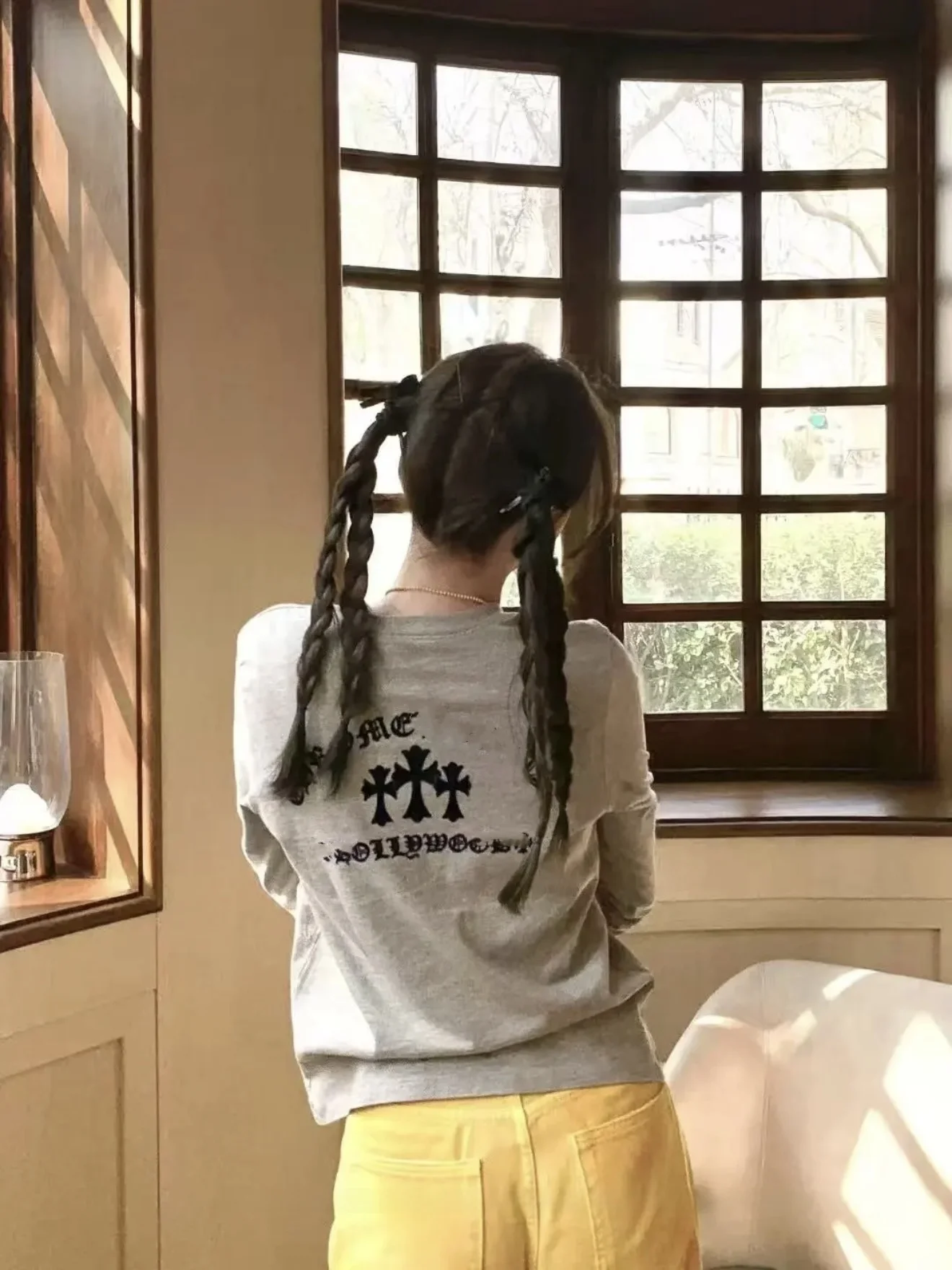 

Ele Long Sve Women's T-irt Summer New Sle Cotton Fabric UV Protection Faionable Cross Design Casual Chic Sle