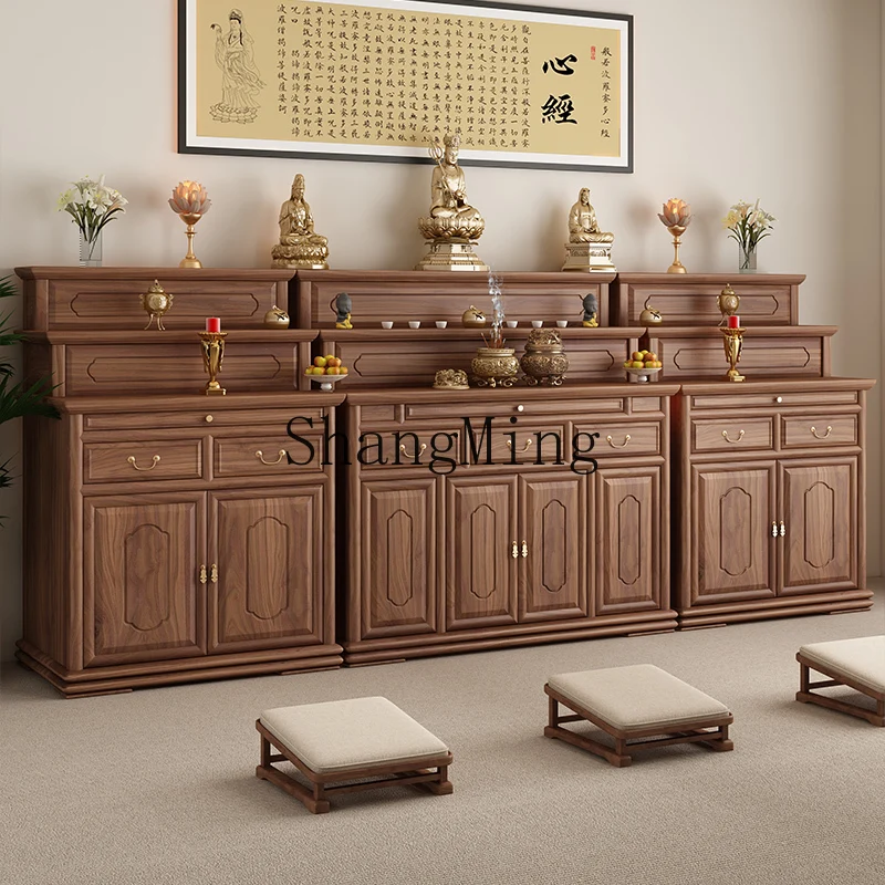 ZZJ new Chinese solid wood table incense case household Buddhist table finishing cabinet rural God of Wealth special table