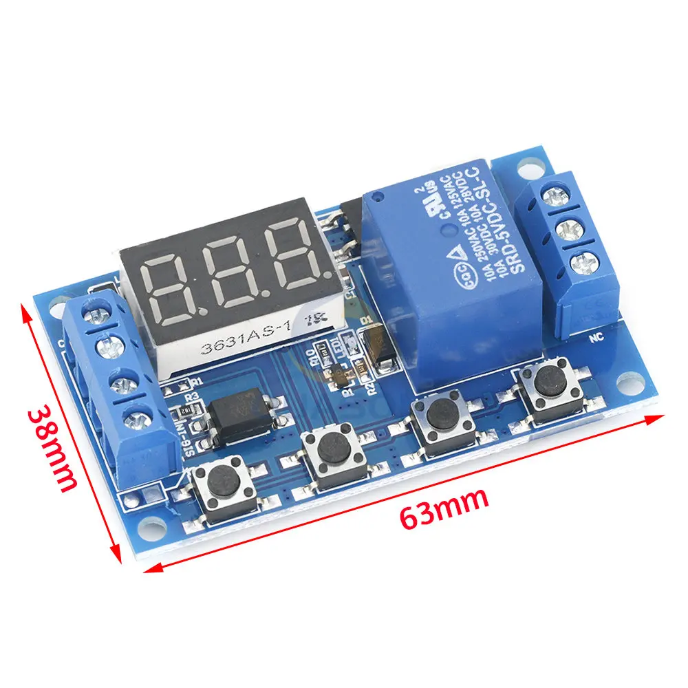 1 Channel 5V Relay Module Time Delay Relay Module Trigger OFF/ON Switch Timing Cycle 999 minutes