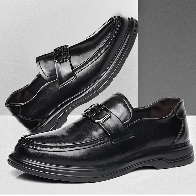 

Новая мужская обувь из натуральной кожи, деловая повседневная обувь, удобная обувь для отдыха на плоской подошве, мужские повседневные лоферы без шнуровки