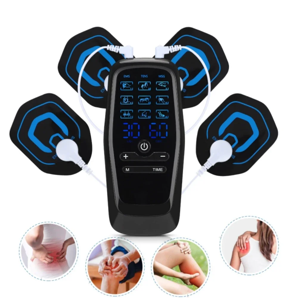 Electric Muscle Stimulator EMS & TENS Unit Pulse Massager for Back Neck Shoulder Knee Joints Full Body Relax 9 Modes 30 Gears